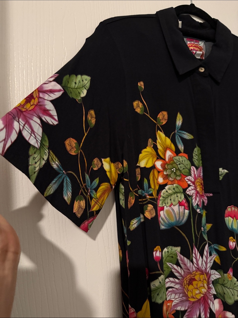 Johnny Was Black Floral Mini Dress with Multicolor Blooms - Picture 3 of 7
